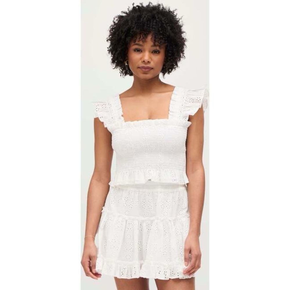 Hill House Home The Paz Top & Skirt in White Eyelet, XS